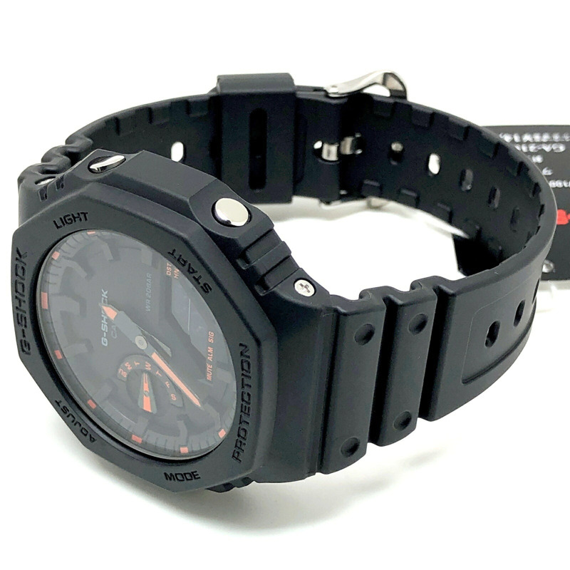 卡西歐 G-SHOCK GA-2100-1A4 霓虹系列八角形腕錶，橡木色，黑色/橙色，指針/數位雙顯，雙 LED 背光，2022 年 2 月發售，Mikunigaoka 專賣店有售。-4