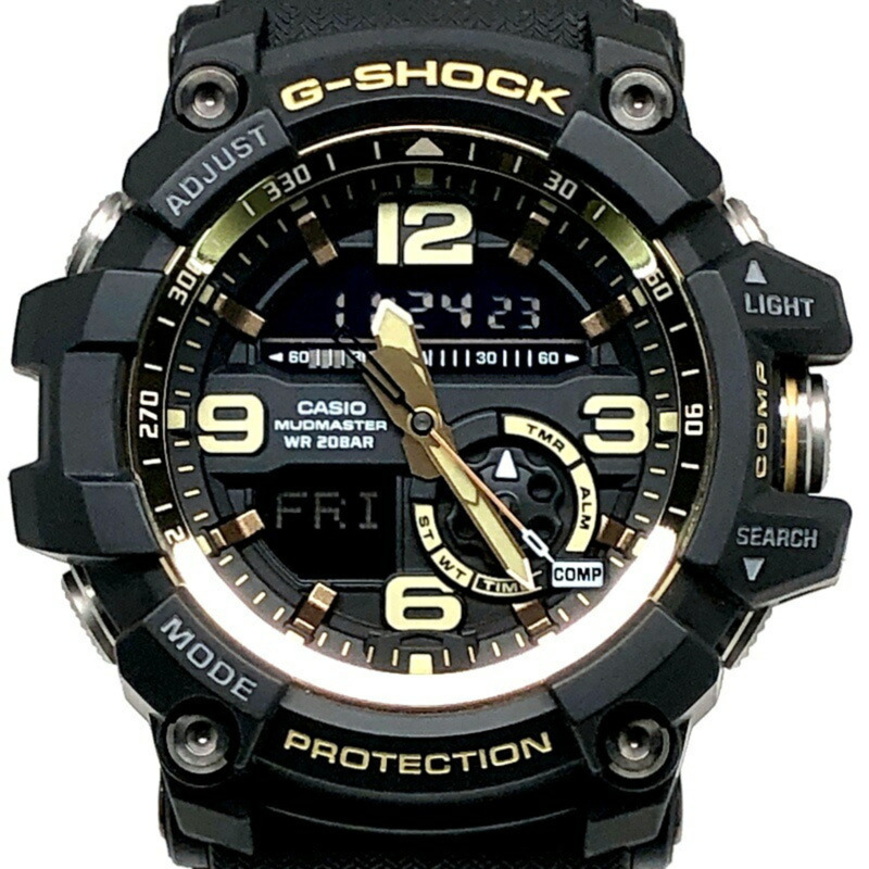 卡西歐 G-SHOCK 手錶 GG-1000GB-1A MUDMASTER 黑金配色 Mudmaster 雙感應器款,具備指南針和溫度測量功能,LED 背光,指針/數位雙顯,2016 年 7 月發售,Mikunigaoka 專賣店有售。-0