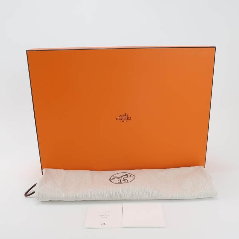 Hermes Halzan31馬鐙形手柄斜挎包單肩包Clemence(TC)牛皮銀扣9J火焰橙T刻-8