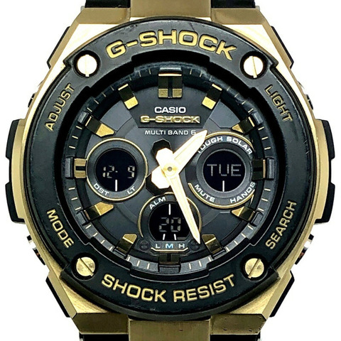 卡西歐 G-SHOCK 手錶 GST-W300G-1A9 G-STEEL 中型錶款 電波太陽能 雙 LED 照明 黑金配色 指針/數位雙顯 2017 年 6 月發售 Mikunigaoka 專賣店