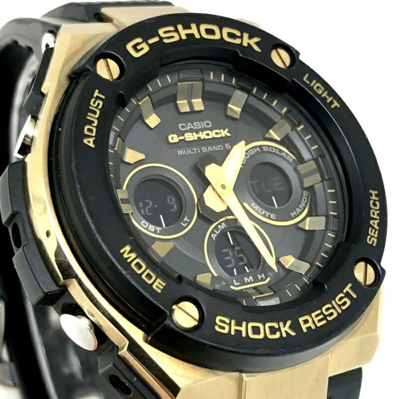 卡西歐 G-SHOCK 手錶 GST-W300G-1A9 G-STEEL 中型錶款 電波太陽能 雙 LED 照明 黑金配色 指針/數位雙顯 2017 年 6 月發售 Mikunigaoka 專賣店-3