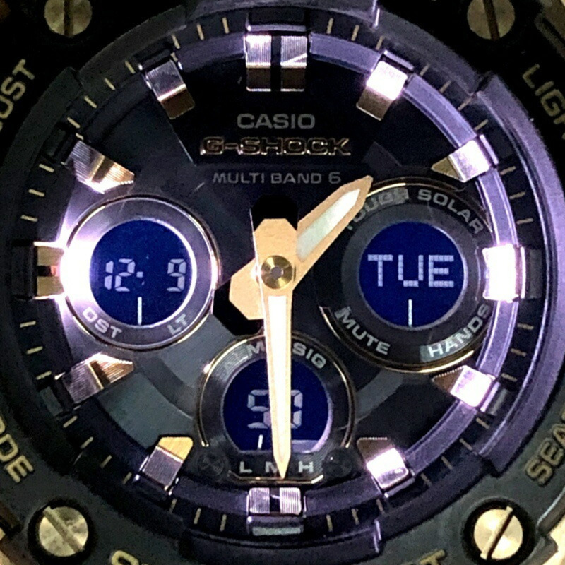 卡西歐 G-SHOCK 手錶 GST-W300G-1A9 G-STEEL 中型錶款 電波太陽能 雙 LED 照明 黑金配色 指針/數位雙顯 2017 年 6 月發售 Mikunigaoka 專賣店-8
