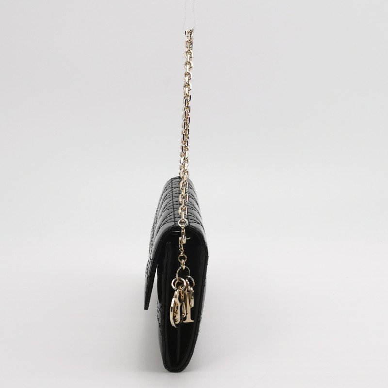 Dior Lady Dior戴妃包牛皮漆皮純色字母Logo吊飾手提包-2