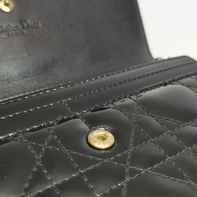 Dior Lady Dior戴妃包牛皮漆皮純色字母Logo吊飾手提包-10