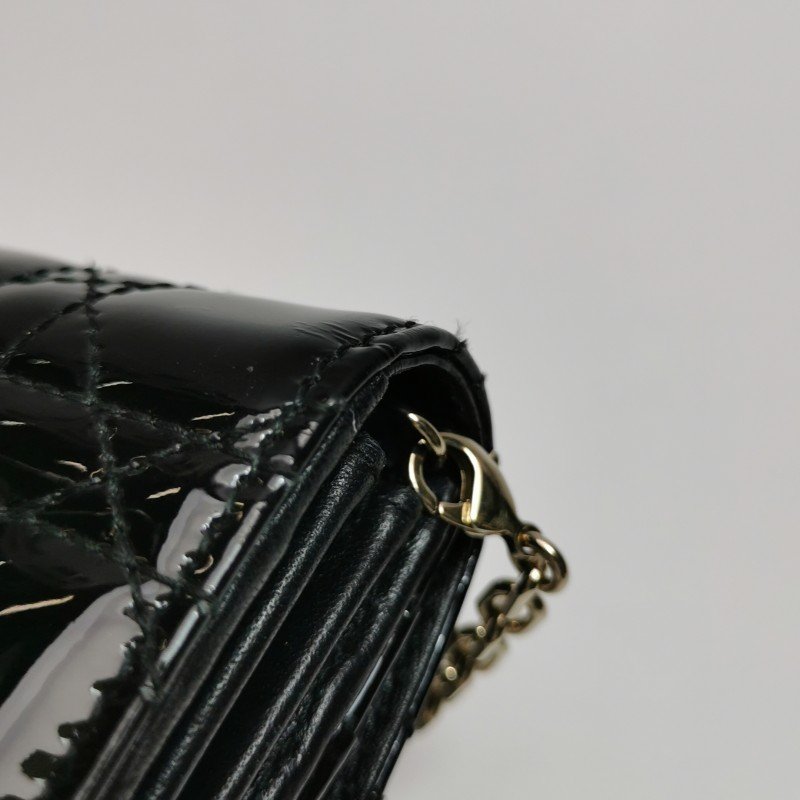 Dior Lady Dior戴妃包牛皮漆皮純色字母Logo吊飾手提包-15