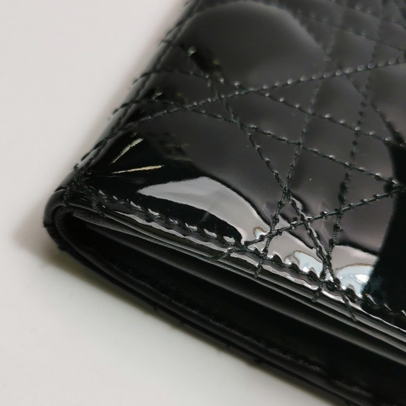 Dior Lady Dior戴妃包牛皮漆皮純色字母Logo吊飾手提包-18