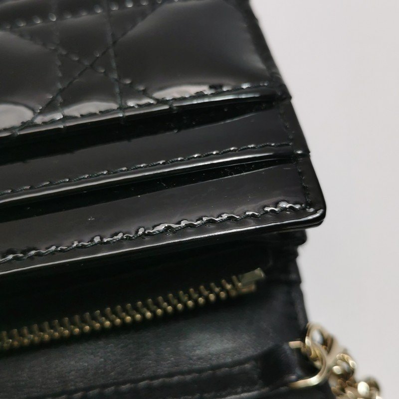 Dior Lady Dior戴妃包牛皮漆皮純色字母Logo吊飾手提包-21