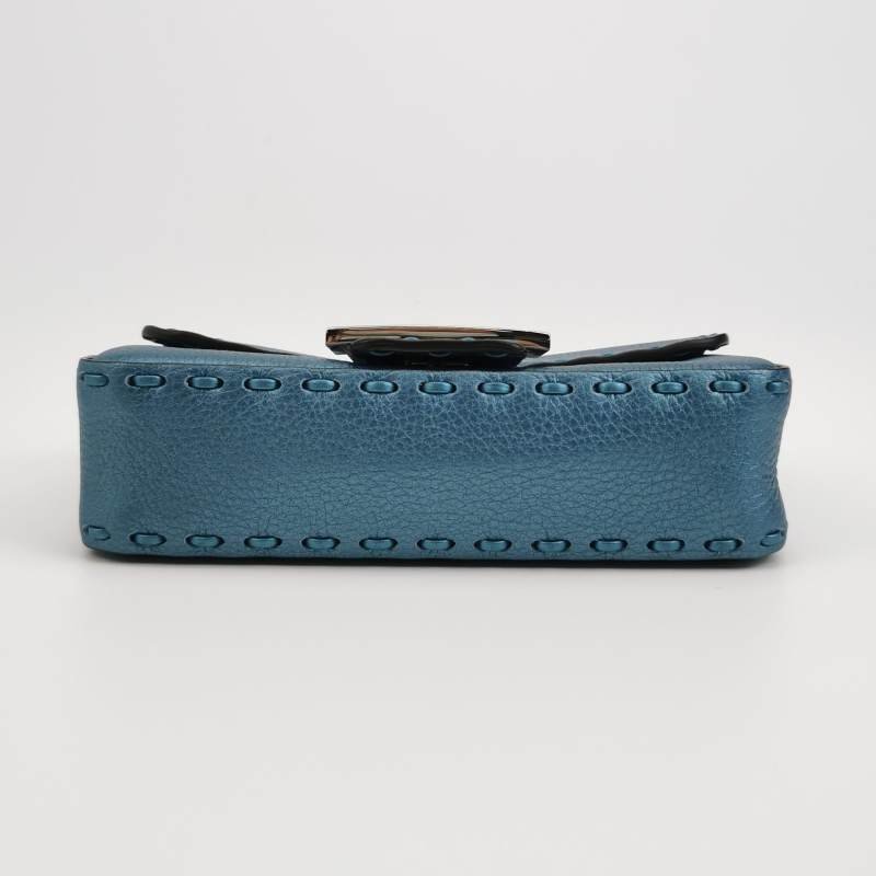 Fendi Baguette法棍包迷你牛皮純色雙F搭扣斜挎包-5