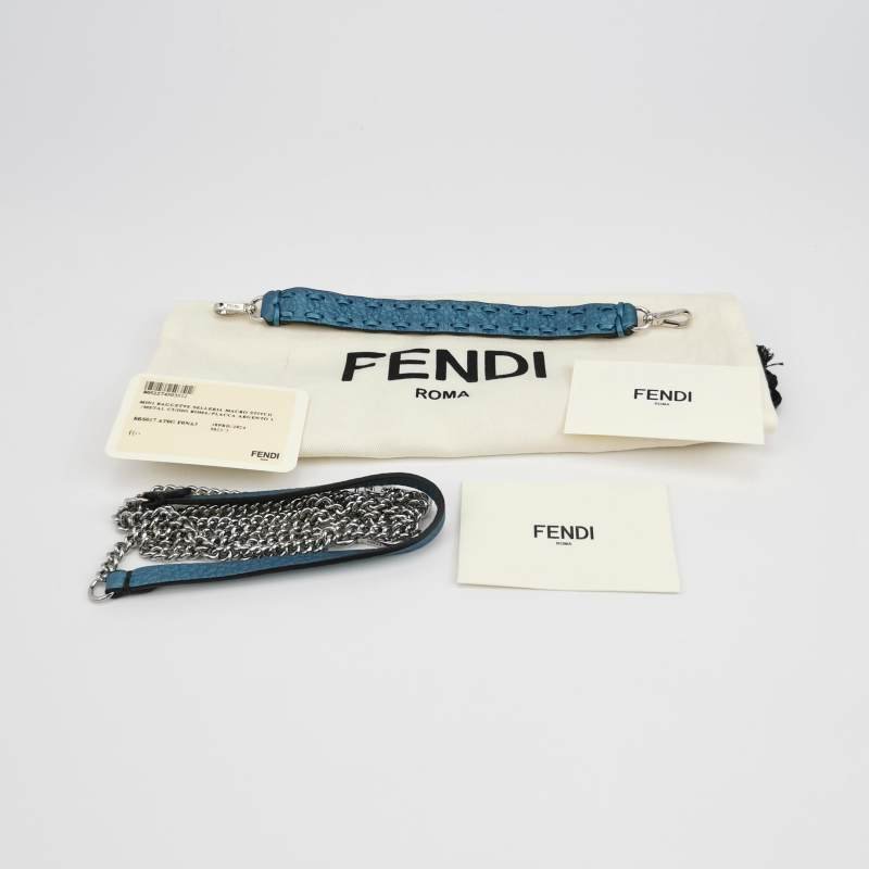 Fendi Baguette法棍包迷你牛皮純色雙F搭扣斜挎包-8