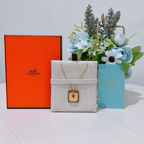 TK1914 HERMES 愛馬仕 玫瑰金心形牌項鏈AS DE COEUR PENDANT NECKLACE