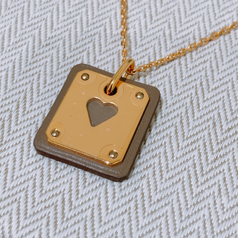 TK1914 HERMES 愛馬仕 玫瑰金心形牌項鏈AS DE COEUR PENDANT NECKLACE-1