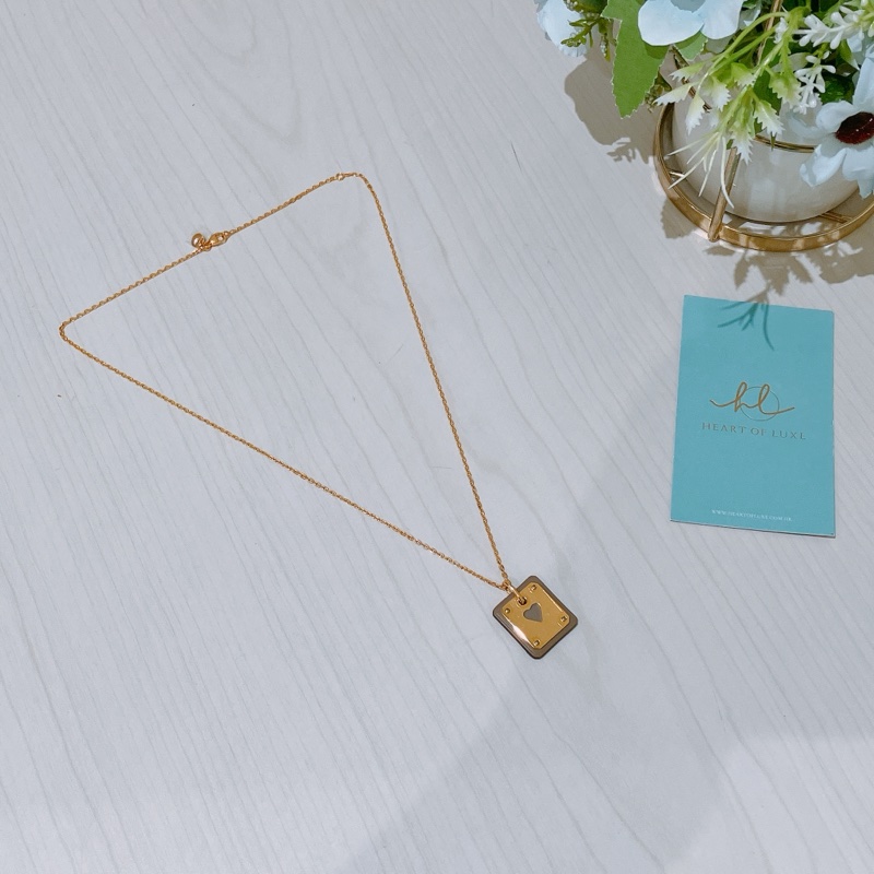 TK1914 HERMES 愛馬仕 玫瑰金心形牌項鏈AS DE COEUR PENDANT NECKLACE-7
