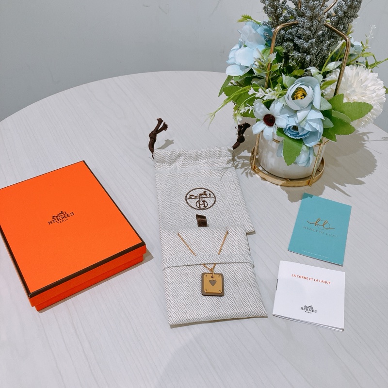 TK1914 HERMES 愛馬仕 玫瑰金心形牌項鏈AS DE COEUR PENDANT NECKLACE-8