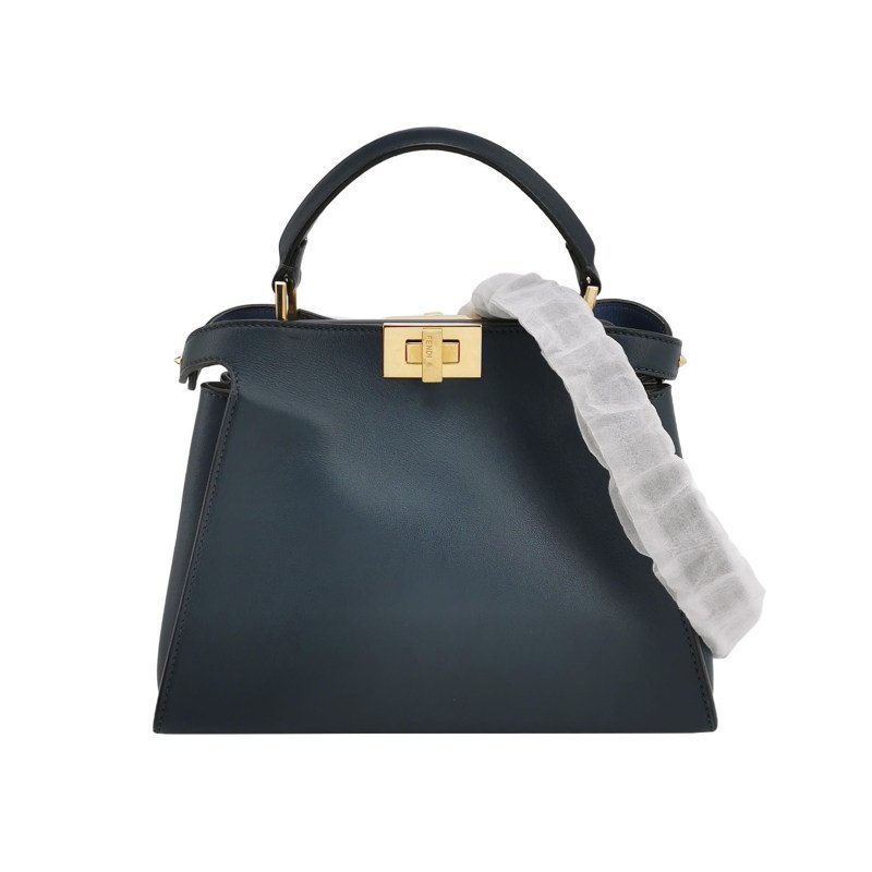 Fendi Peekaboo躲貓貓小號牛皮純色扭鎖斜挎包-0