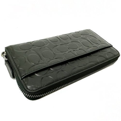 [全新] COACH 壓印C LOGO男款ㄇ型零錢袋長夾(黑)-3