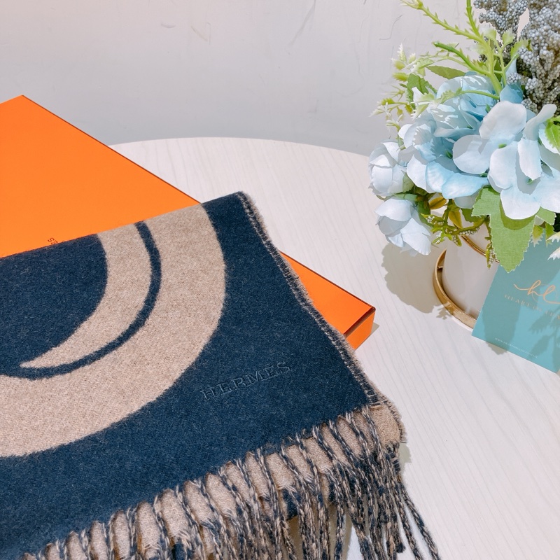 TK1916 HERMES 愛馬仕 拼色頸巾MAILLONS TGM SCARF CASHMERE-1