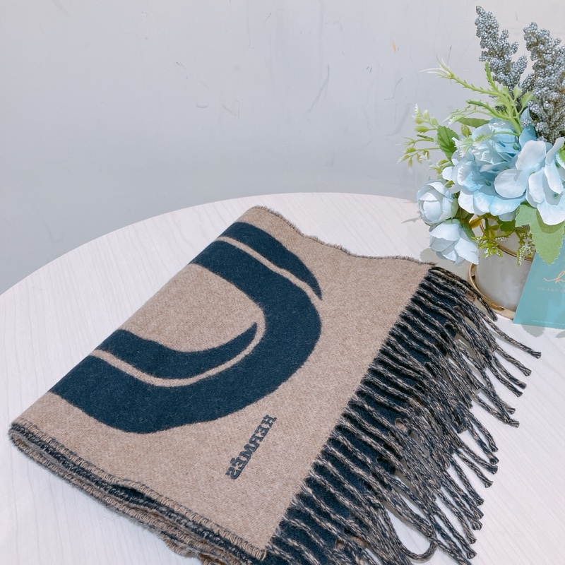 TK1916 HERMES 愛馬仕 拼色頸巾MAILLONS TGM SCARF CASHMERE-5