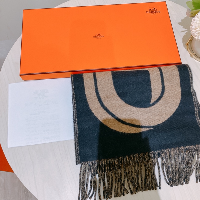 TK1916 HERMES 愛馬仕 拼色頸巾MAILLONS TGM SCARF CASHMERE-8