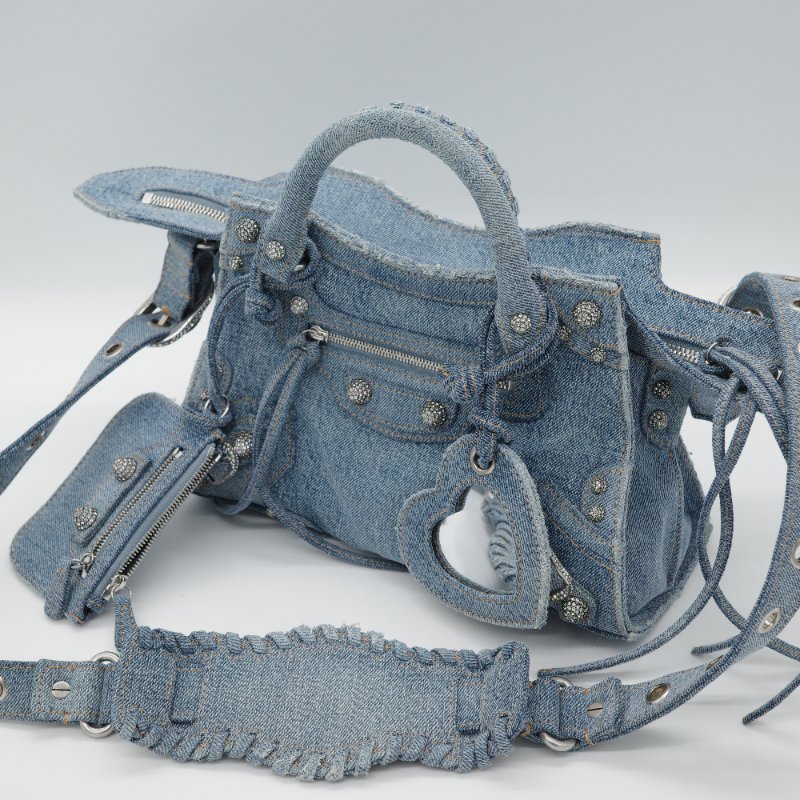 超級新【甜酷必選🌟小編推薦】Balenciaga 巴黎世家 Neo Cagole XS 丹寧藍 水鑽 單肩 手提包-2