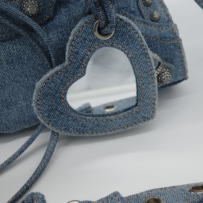 超級新【甜酷必選🌟小編推薦】Balenciaga 巴黎世家 Neo Cagole XS 丹寧藍 水鑽 單肩 手提包-9