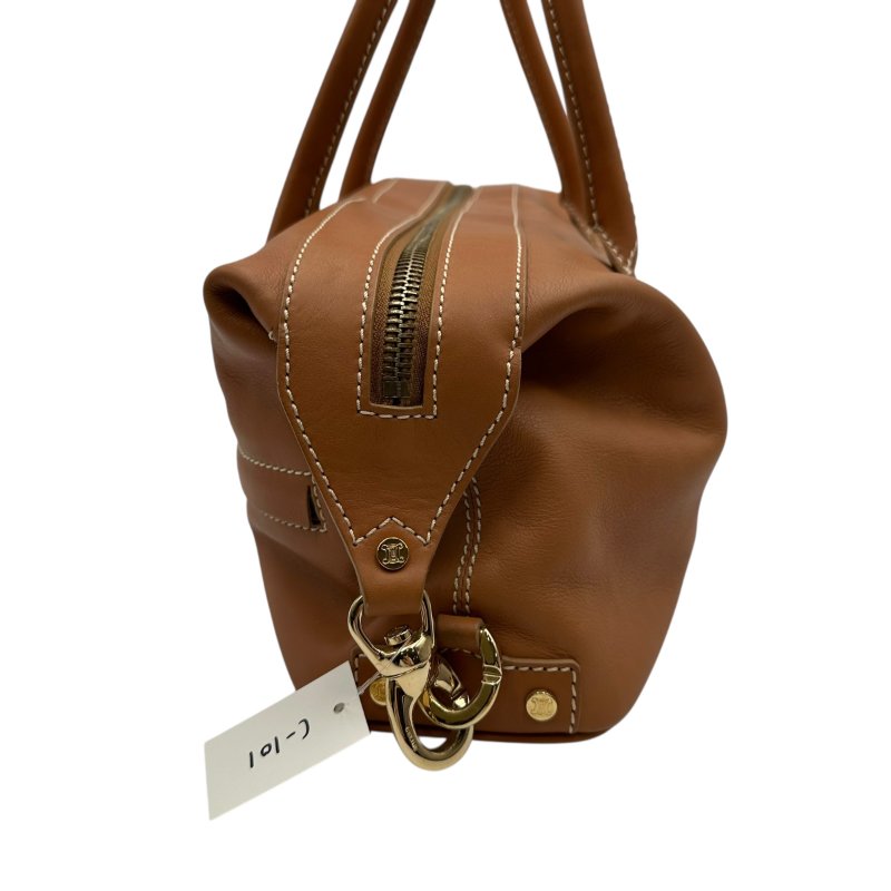 【美收精品】CELINE 金釦咖色波仕頓包/醫生包 C-101【隔月月中將轉賣至日本 上架期限30天】-3