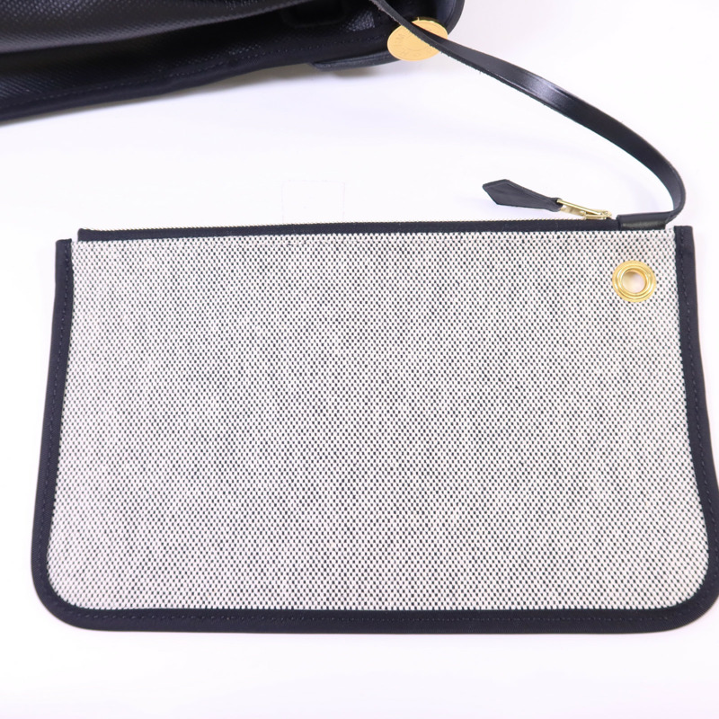 HERMES 塗層帆布Herbag PM金扣手挽肩背兩用袋Noir-10
