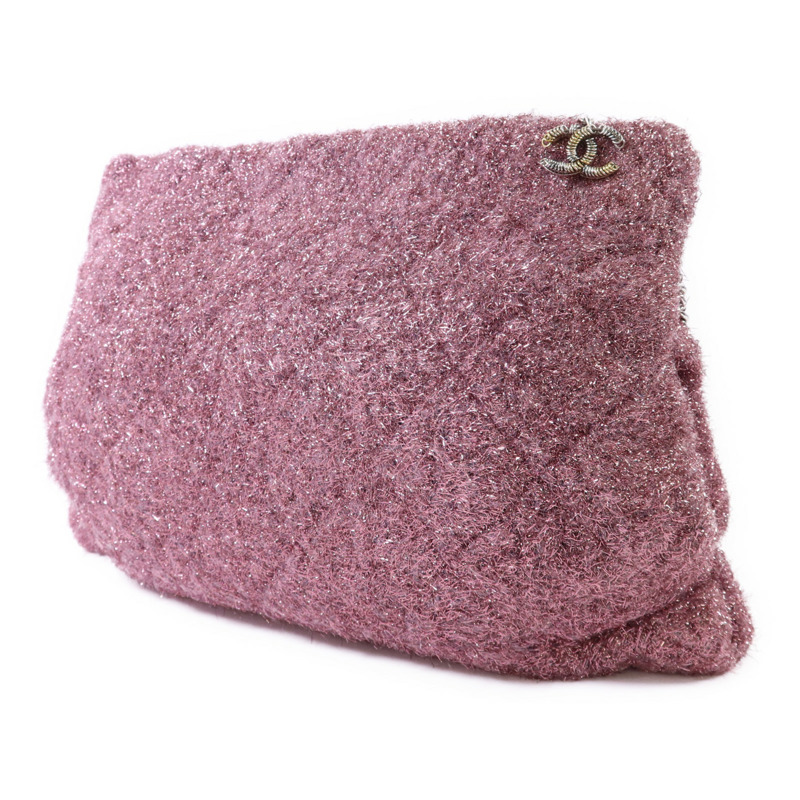 CHANEL 針織布料Shoulder Bag銀扣鏈帶肩背袋-2