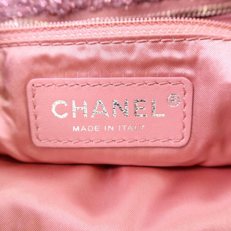 CHANEL 針織布料Shoulder Bag銀扣鏈帶肩背袋-7