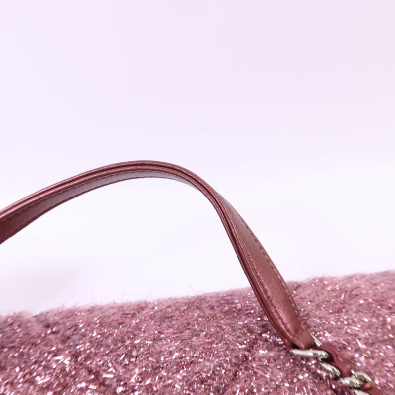 CHANEL 針織布料Shoulder Bag銀扣鏈帶肩背袋-15