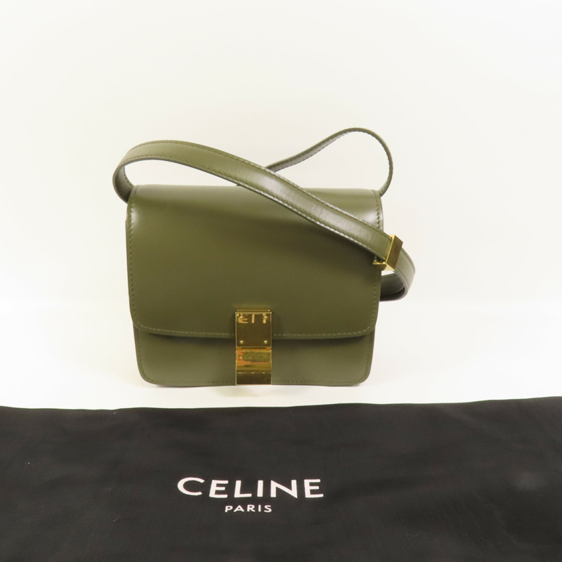 CELINE 牛皮皮革Mini Classic Box金扣肩背袋-9