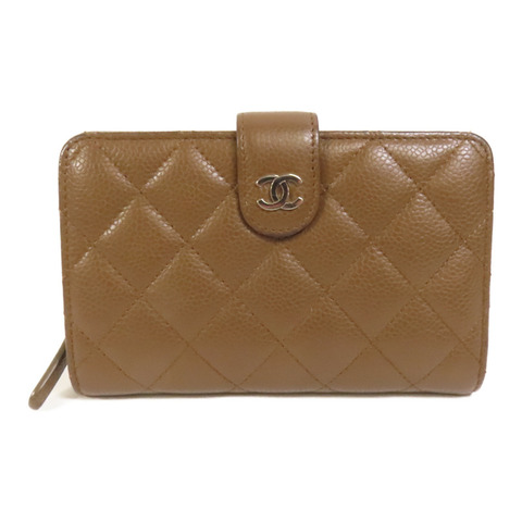 CHANEL 牛皮皮革Fold Wallet銀扣錢包