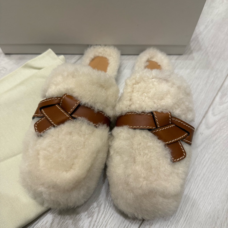 loewe羅威經典gate mule羔羊毛毛平底穆勒鞋拖鞋37毛毛鞋-1