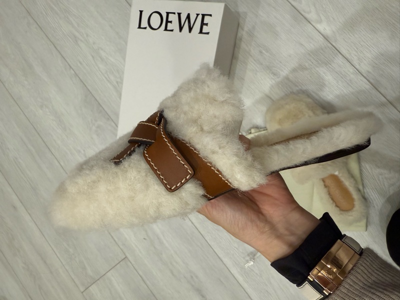 loewe羅威經典gate mule羔羊毛毛平底穆勒鞋拖鞋37毛毛鞋-4
