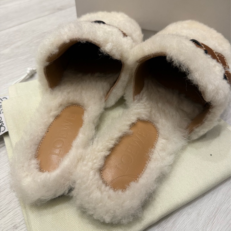 loewe羅威經典gate mule羔羊毛毛平底穆勒鞋拖鞋37毛毛鞋-7