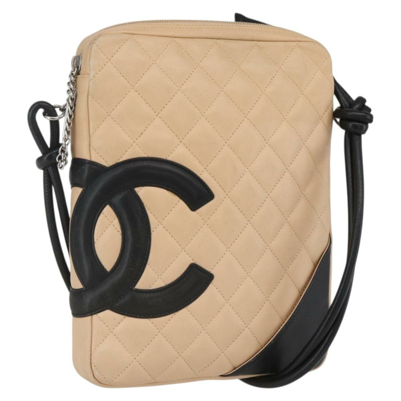 【日本直送】香奈兒 (CHANEL) 絎縫 Cambon 系列單背包，米色皮革，銀色雙C標誌，貨號 BA9277V-0