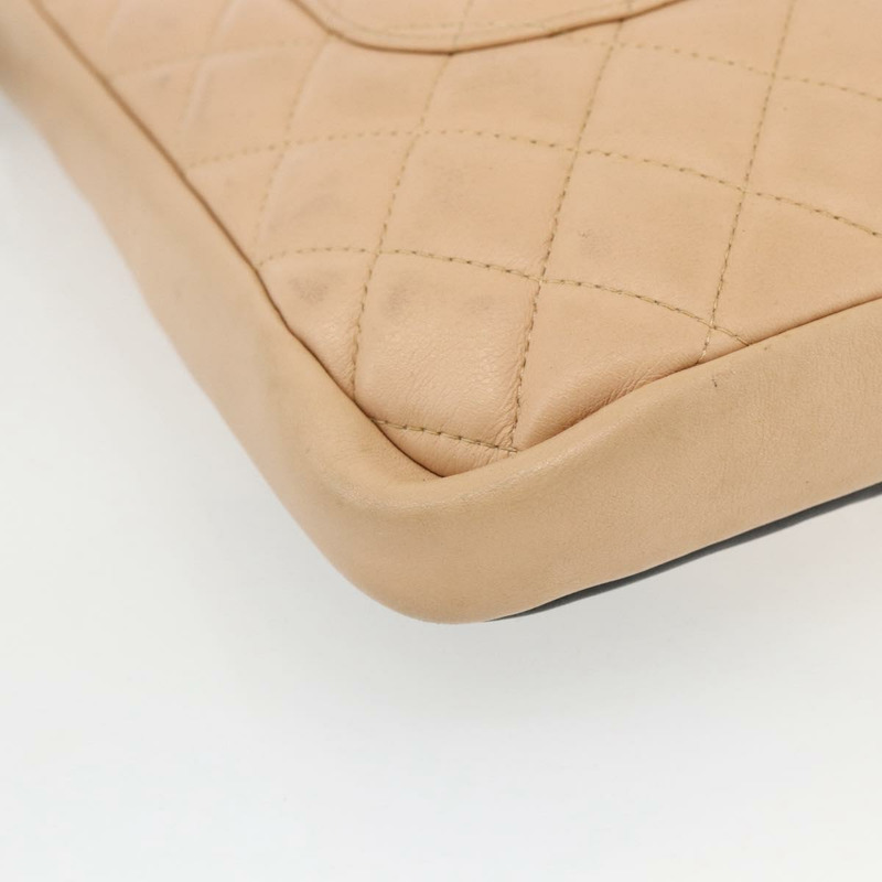 【日本直送】香奈兒 (CHANEL) 絎縫 Cambon 系列單背包，米色皮革，銀色雙C標誌，貨號 BA9277V-15