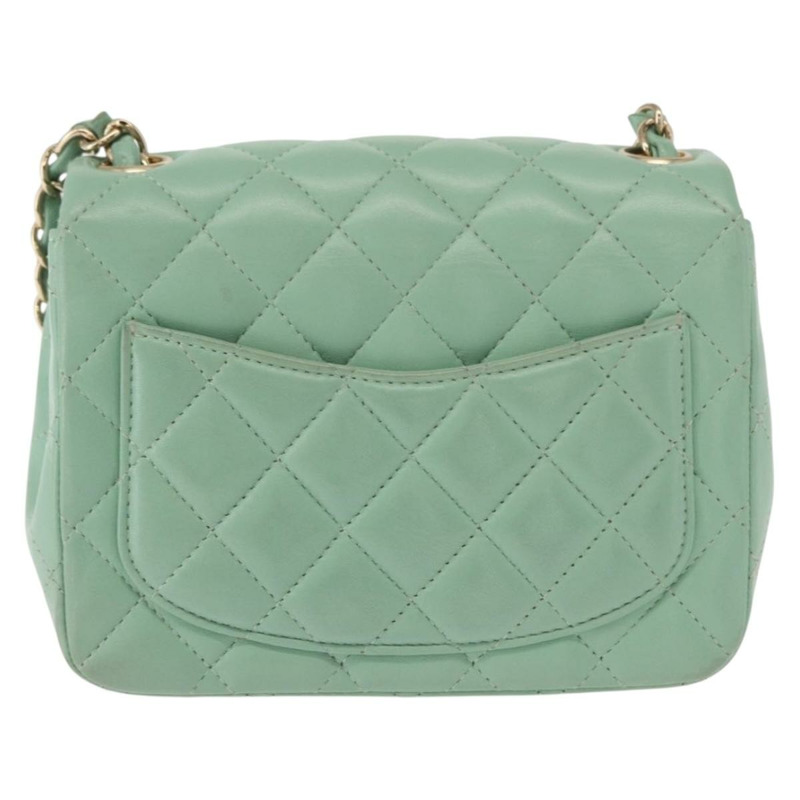 【日本直送】香奈兒 (CHANEL) 鏈條迷你絎縫 16 手袋，羊皮材質，青檸綠，金色雙C標誌，正品 BA9219SAV-1