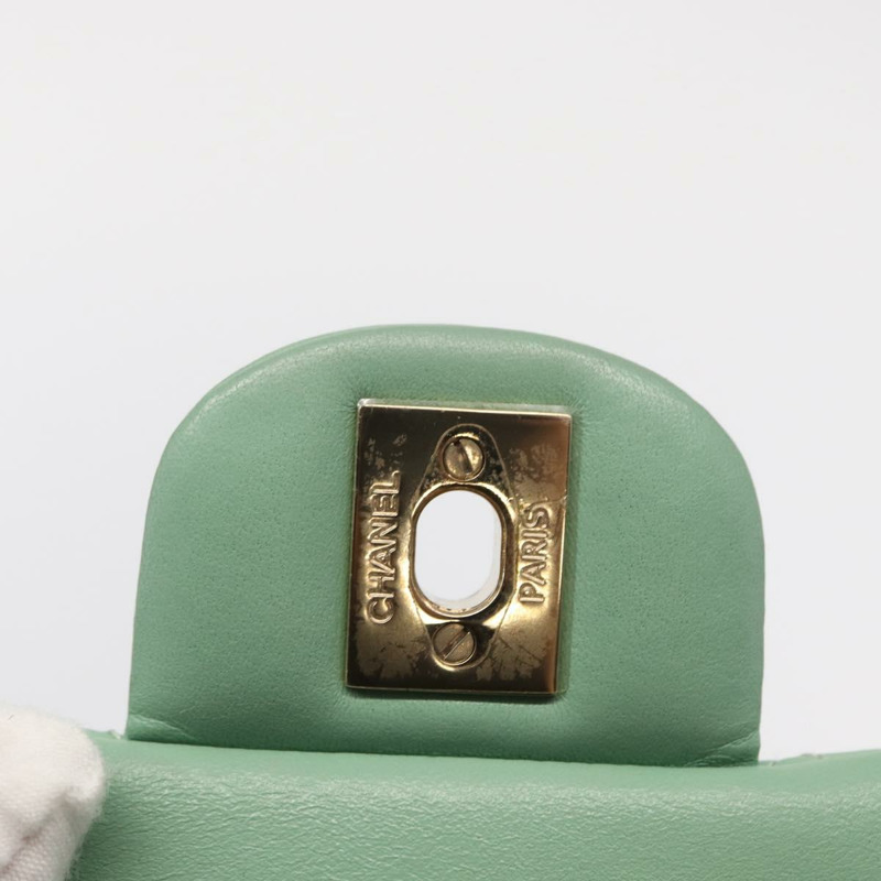 【日本直送】香奈兒 (CHANEL) 鏈條迷你絎縫 16 手袋，羊皮材質，青檸綠，金色雙C標誌，正品 BA9219SAV-9