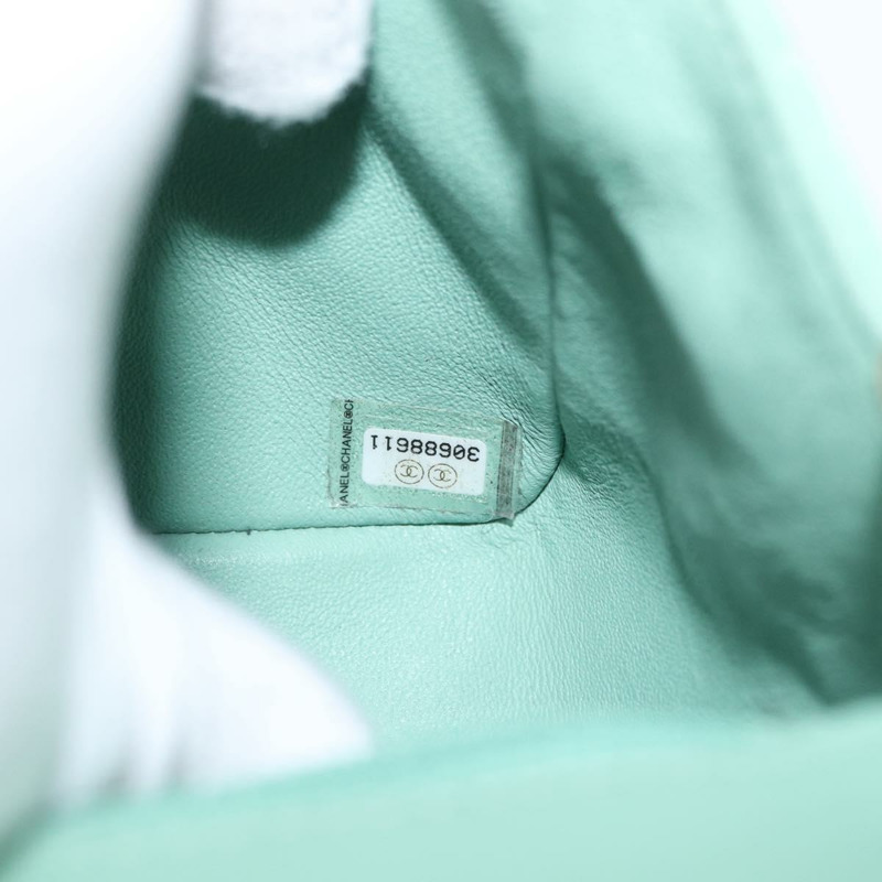 【日本直送】香奈兒 (CHANEL) 鏈條迷你絎縫 16 手袋，羊皮材質，青檸綠，金色雙C標誌，正品 BA9219SAV-11