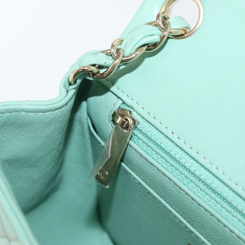 【日本直送】香奈兒 (CHANEL) 鏈條迷你絎縫 16 手袋，羊皮材質，青檸綠，金色雙C標誌，正品 BA9219SAV-25