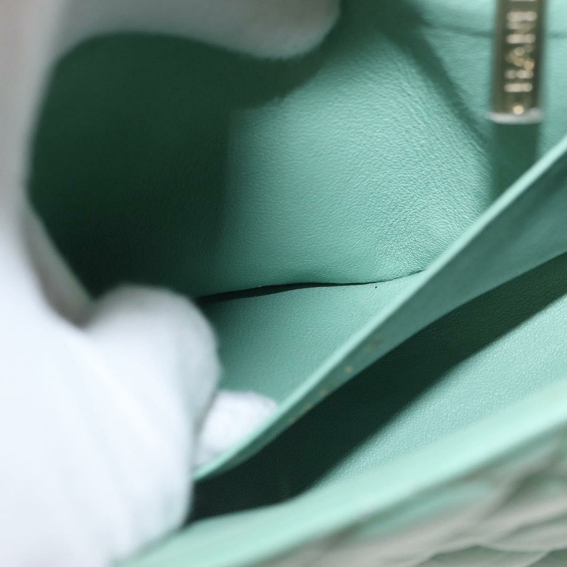 【日本直送】香奈兒 (CHANEL) 鏈條迷你絎縫 16 手袋，羊皮材質，青檸綠，金色雙C標誌，正品 BA9219SAV-27