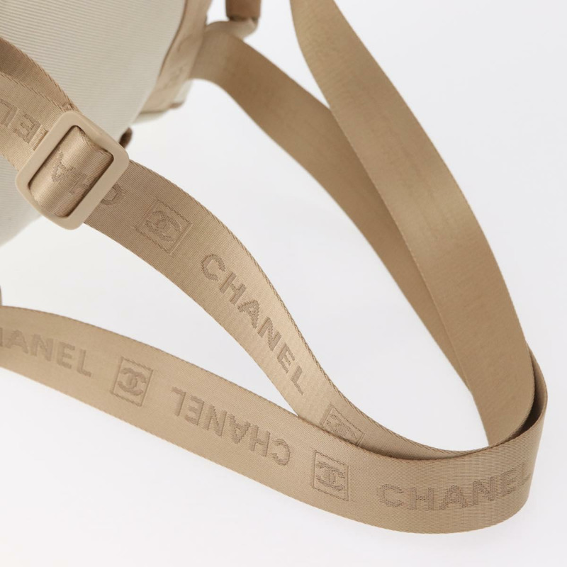 【日本直送】香奈兒帆布運動雙肩包 米色 金色 CC 認證 hk3321V-8