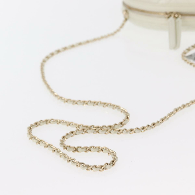 【日本直送】香奈兒 (CHANEL) 鏈條 V 字縫線 La Pauza 肩背包，白色皮革，金色雙 C 標誌，正品編號 161720SAV-6