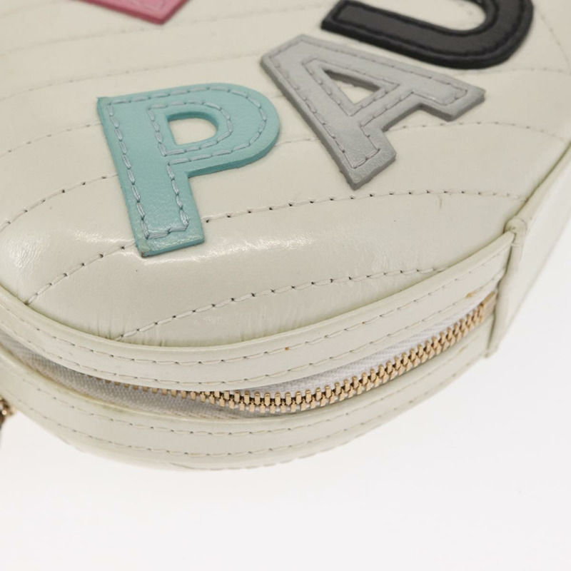 【日本直送】香奈兒 (CHANEL) 鏈條 V 字縫線 La Pauza 肩背包，白色皮革，金色雙 C 標誌，正品編號 161720SAV-8