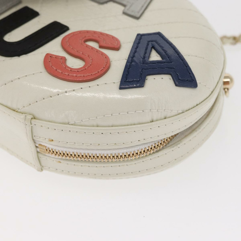 【日本直送】香奈兒 (CHANEL) 鏈條 V 字縫線 La Pauza 肩背包，白色皮革，金色雙 C 標誌，正品編號 161720SAV-13