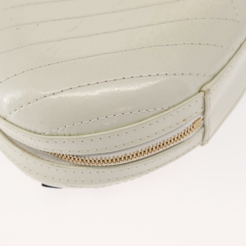 【日本直送】香奈兒 (CHANEL) 鏈條 V 字縫線 La Pauza 肩背包，白色皮革，金色雙 C 標誌，正品編號 161720SAV-14