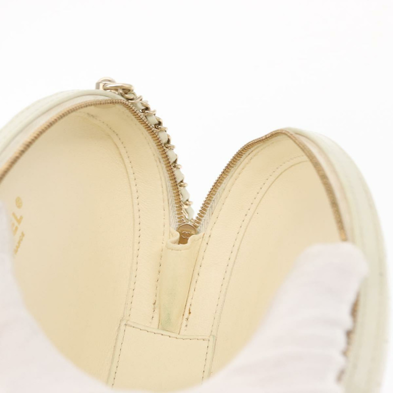 【日本直送】香奈兒 (CHANEL) 鏈條 V 字縫線 La Pauza 肩背包，白色皮革，金色雙 C 標誌，正品編號 161720SAV-18