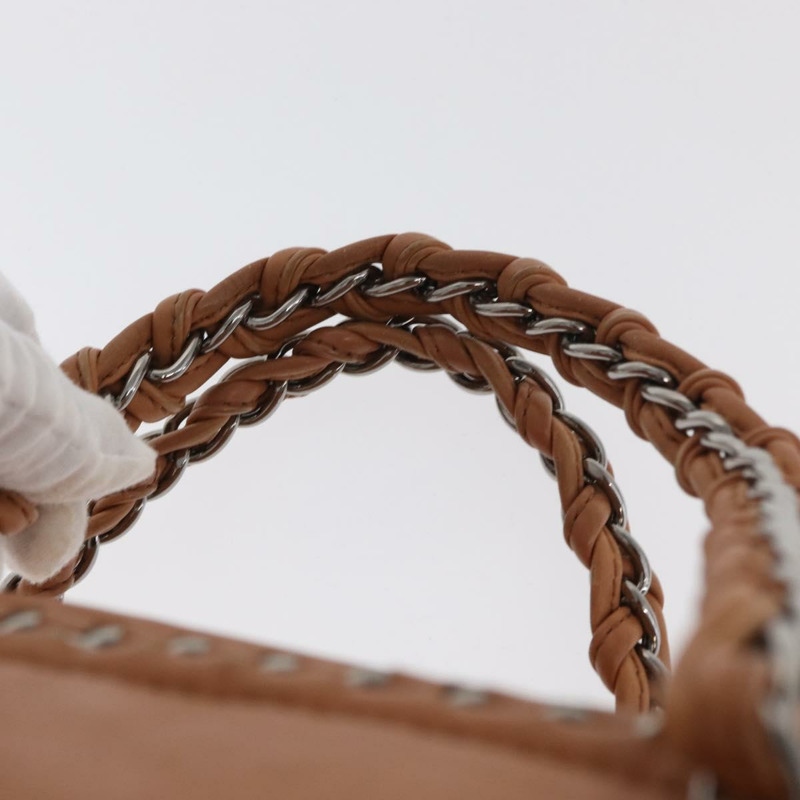 【日本直送】香奈兒奢華系列鏈條手提包，棕色皮革，銀色雙C標誌，正品編號ka1285V-7