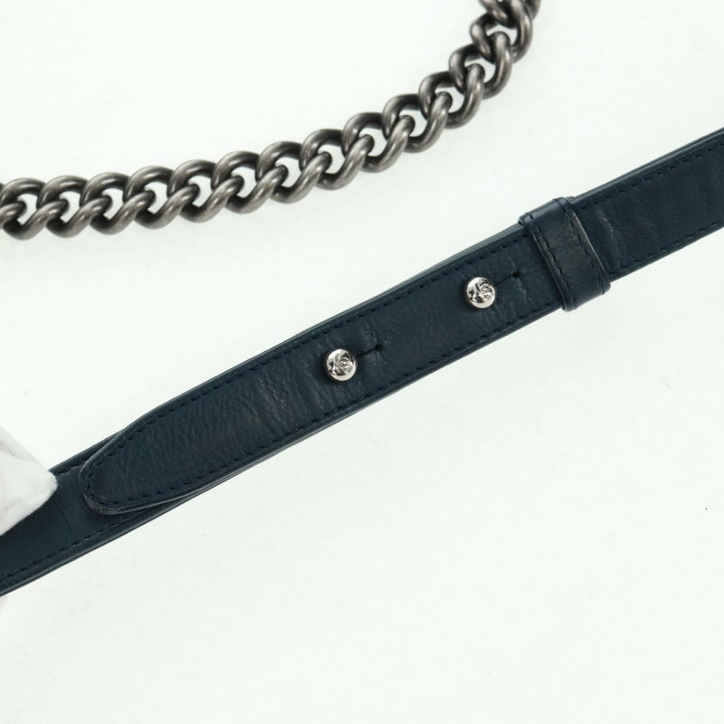 【日本直送】香奈兒 (CHANEL) 鏈條絎縫 25 Boy Chanel 包 羊皮 海軍藍 銀色 CC 正品 ka1286SAM-6