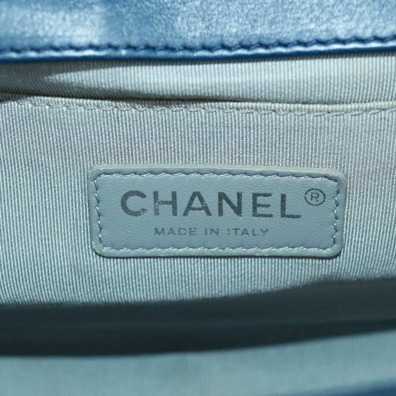 【日本直送】香奈兒 (CHANEL) 鏈條絎縫 25 Boy Chanel 包 羊皮 海軍藍 銀色 CC 正品 ka1286SAM-21